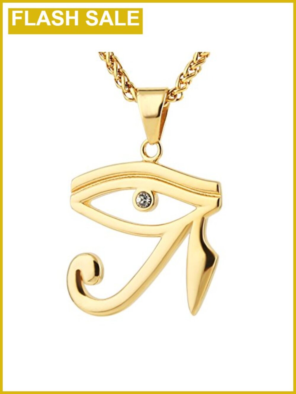 Eye of Horus Pendant Necklace Stainless Steel Ancient Egyptian Protection Charm
